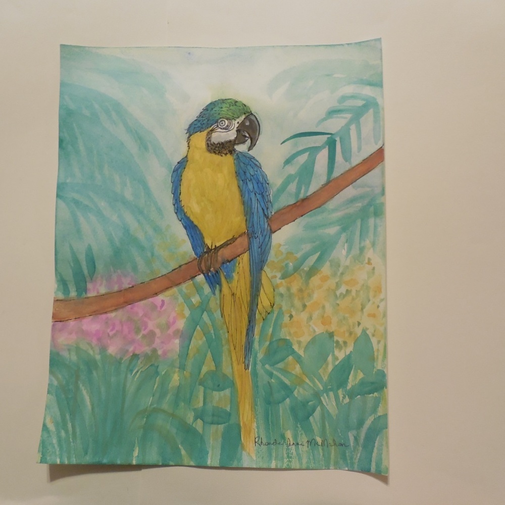 Original Watercolor Macaw Parrot HAND CRAFTED Painting - Picture 6 of 10